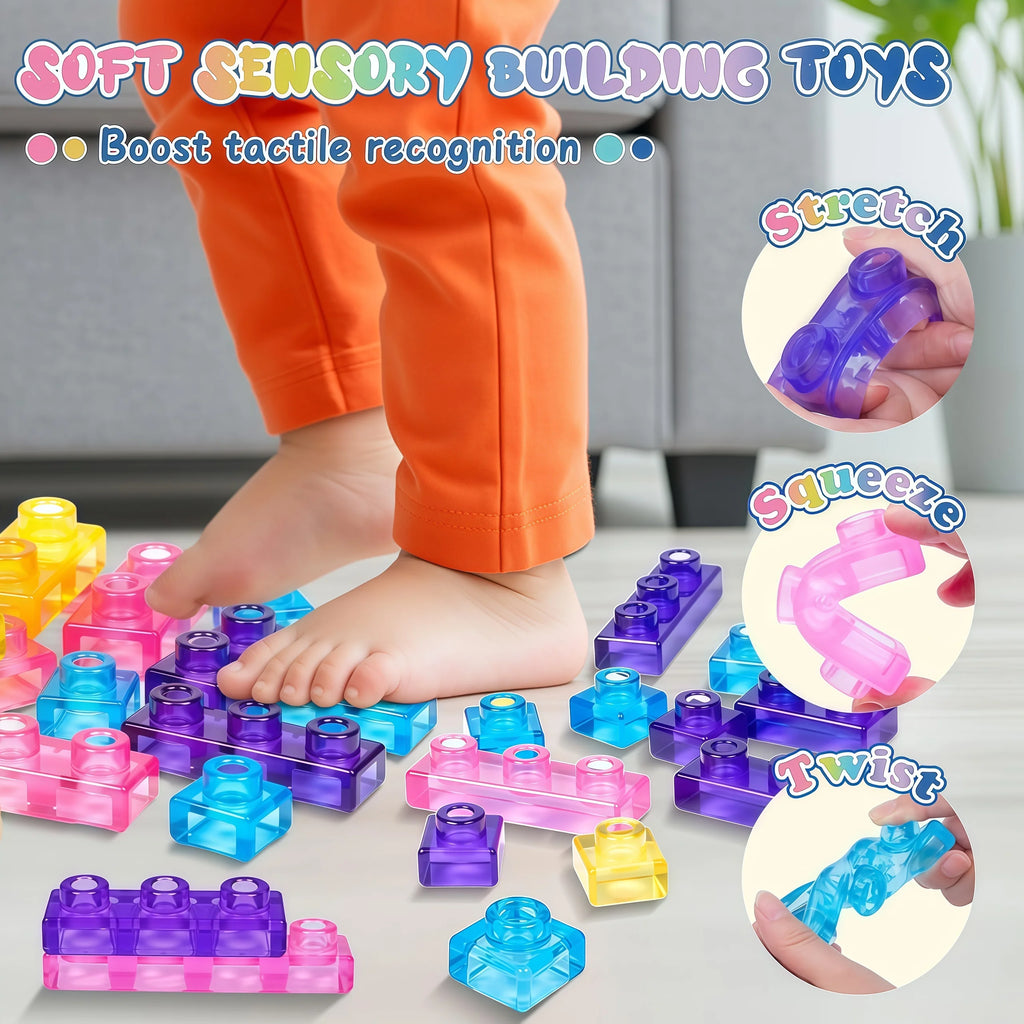 40Pcs Soft Squishy Jelly Stacking Building Blocks
