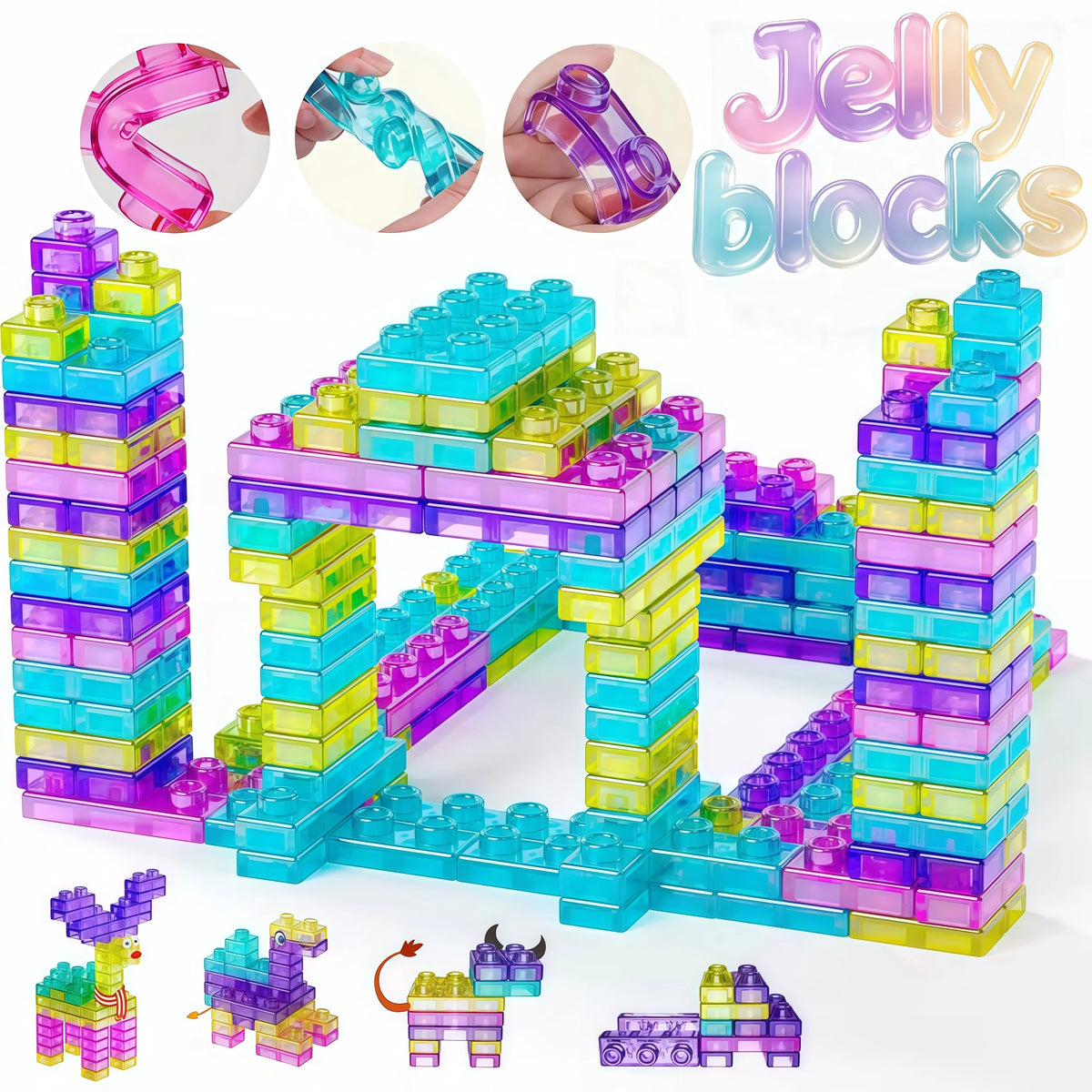 40Pcs Soft Squishy Jelly Stacking Building Blocks